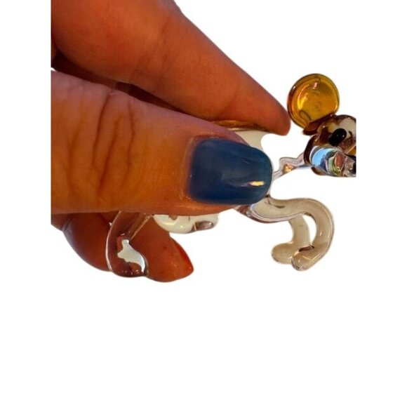Hand-Blown Glass Mouse Figurine - Clear & Amber Glass - Collectible Miniature An - Picture 9 of 10